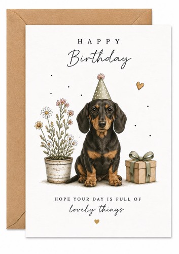Dachshund birthday card cute - birthday,